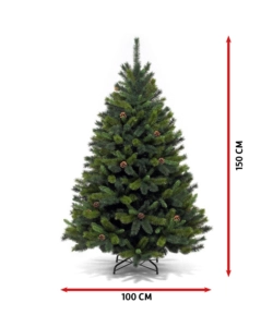 Albero di natale "nebraska" con 720 rami e apertura ad ombrello, 150 cm