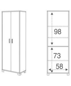 Mobile 2 ante bianco fiammato, 63x183x34 cm