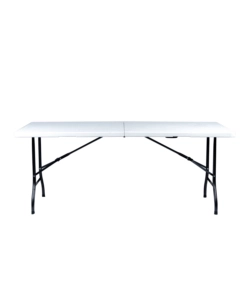 Tavolo da campeggio pieghevole eurogarden in metallo e plastica colore bianco, 183x76x72 cm