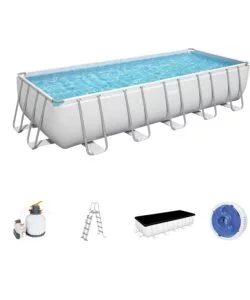 Piscina fuori terra rettangolare bestway 'power steel frame' 732x366x132 cm con pompa, telo e scaletta - cod. 56475