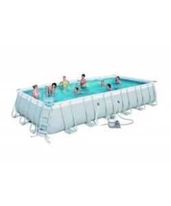 Piscina fuori terra rettangolare bestway "power steel frame" 732x366x132 cm con pompa, telo e scaletta - cod. 56475