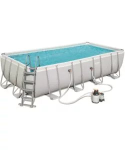 Piscina fuori terra rettangolare bestway "power steel frame" 549x274x122 cm con di pompa, scaletta, cover e chemconnect - cod. 56466