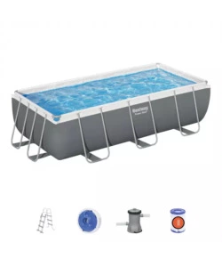 Piscina fuori terra rettangolare bestway "power steel" 404x201x100 cm con pompa, filtro e scaletta - cod. 56441-new.