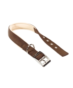 Collare in nylon modello c20/43 imbottito per cane - marrone.