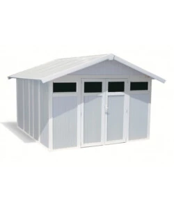 Casetta da giardino in pvc grosfillex "utility 11" grigio-azzurro e bianco - cod. 22811137