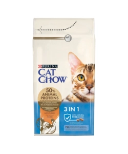 Crocchette per gatto adulto "cat chow 3in1" al tacchino, 1,5 kg - purina