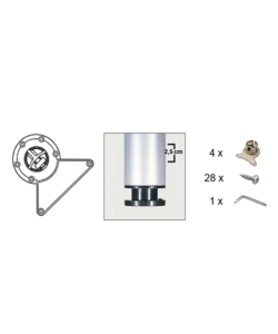 Kit gambe tavolo 4 pz. Ø 60 - h.710 mm. cromato