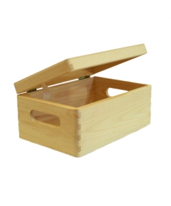 Scatola multiuso con coperchio 'wood box' in legno marrone chiaro, 30x20x14 cm