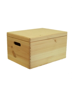 Scatola multiuso con coperchio 'wood box' in legno marrone chiaro, 40x30x23 cm