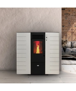 Stufa a pellet slim canalizzata canadian stove "slim 10c" bianco 9,0 kw