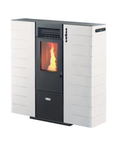 Stufa a pellet slim canalizzata canadian stove 'slim 10c' bianco 9,0 kw