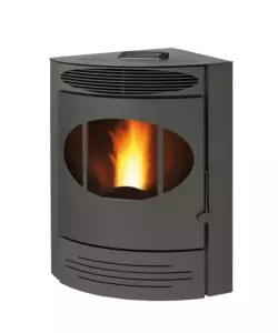 Stufa a pellet angolare ventilata caris 'gemma' grigio 10,5 kw