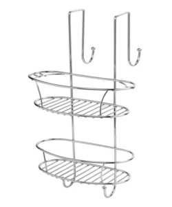Porta oggetti per doccia con 2 ripiani - in acciaio cromato