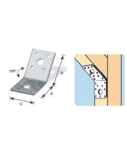 Giunto ad angolo per pergole 90 x 90 x 40 x 3,0 mm.