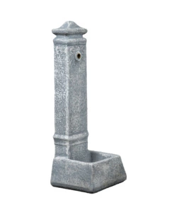 Fontana da giardino vedovella "isernia"  in cemento anticato grigio, 29,8x26x79 cm - kam