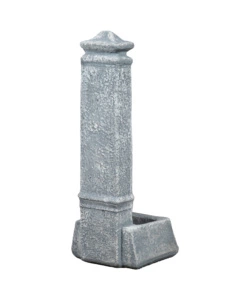 Fontana da giardino vedovella "isernia"  in cemento anticato grigio, 29,8x26x79 cm - kam