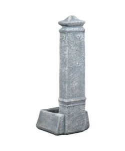 Fontana da giardino vedovella "isernia"  in cemento anticato grigio, 29,8x26x79 cm - kam