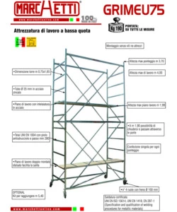 Ponteggio mobile marchetti con ruote e struttura in acciaio grim eu 75 -