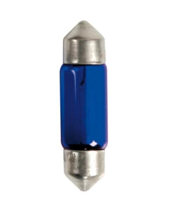 Lampada siluro blue dyed glass 12v - (c10w) - 11x35 mm - 10w - sv8,5-8 - 2 pz  - blister  58367