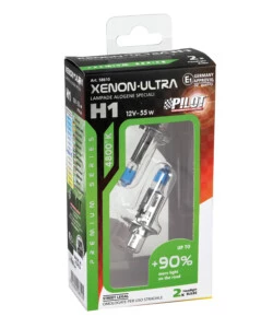 Lampada alogena 12v xenon ultra +90% luce - h1 - 55w - p14,5s - 2 pz  - scatola  58610