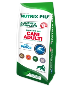 Alimento per cani adulti 'nutrix piu' ' con pesce - 15 kg.