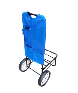 Trolley da spiaggia euro garden con ruote blu navy, 62x49x107 cm