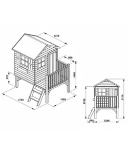 Casetta da giardino per bambini in legno "tomek" - 174x123x212 cm