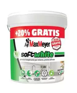 Pittura traspirante per interni max meyer 'soft white ' pronta all'uso, 10lt + 2lt omaggio