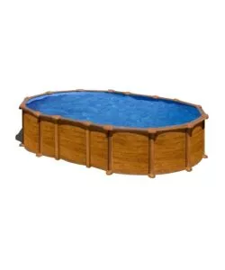 Piscina fuori terra ovale gre 'amazonia' in acciaio effetto legno 610x375x132 - cod. kitprov6188wo