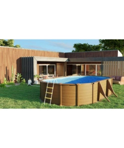 Piscina fuori terra ovale gre "mauritius" in acciaio effetto legno 500x300x132 - cod. kitprov508wo