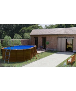 Piscina fuori terra ovale gre "pacific" in acciaio effetto legno 610x375x120 - cod. kit610w