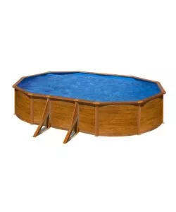 Piscina fuori terra ovale gre 'pacific' in acciaio effetto legno 610x375x120 - cod. kit610w