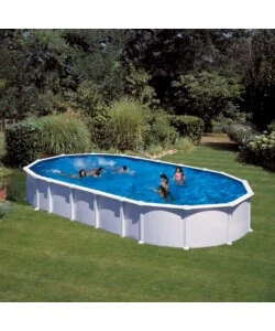 Piscina fuori terra ovale gre "haiti" in acciaio colore bianco 1000x550x132 - cod. kitprov10288