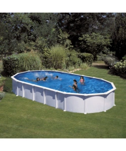 Piscina fuori terra ovale gre "haiti" in acciaio colore bianco 915x470x132 - cod. kitprov9188