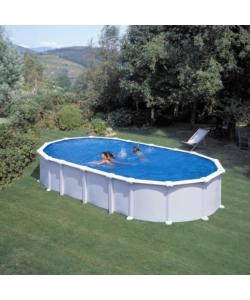 Piscina fuori terra ovale gre "haiti" in acciaio colore bianco 730x375x132 - cod. kitprov7388