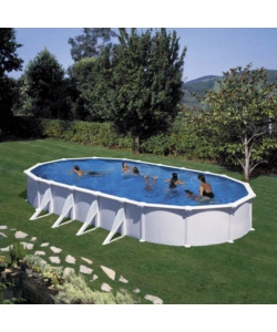 Piscina fuori terra ovale gre "atlantis" in acciaio colore bianco 1000x550x132 - cod. kitprov1028