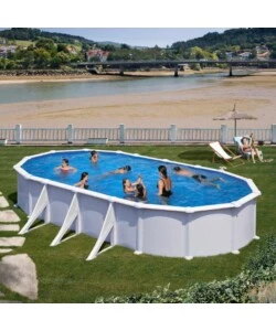 Piscina fuori terra ovale gre "atlantis" in acciaio colore bianco 800x470x132 - cod. kitprov818