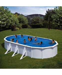 Piscina fuori terra ovale gre "atlantis" in acciaio colore bianco 730x375x132 - cod. kitprov738