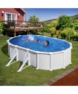 Piscina fuori terra ovale gre "atlantis" in acciaio colore bianco 610x375x132 - cod. kitprov618