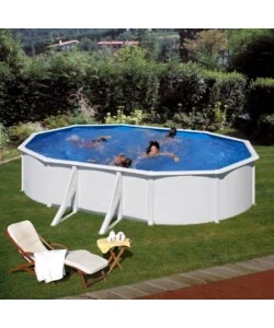 Piscina fuori terra ovale gre "fidji" in acciaio colore bianco 610x375x120 - cod. kit610eco