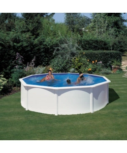 Piscina fuori terra rotonda gre "fidji" in acciaio colore bianco 460x460x120 - cod. kit460eco