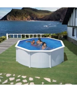 Piscina fuori terra rotonda gre "fidji" in acciaio colore bianco 350x350x120 - cod. kit350eco