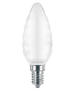 Lampadina led incanto saten candela tortiglione 4w e14 3000k 470 lm