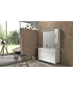 Mobile bagno 'eva' con doppia vasca bianco lucido, 120x46x81 cm