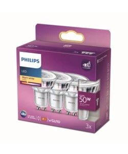 3 faretti led philips 355 lm, gu10