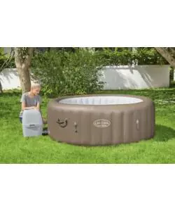 Piscina idromassaggio gonfiabile bestway "lay-z-spa palm spring" 4/6 persone 196x196x71 cm con copertura, 2 cartucce, dvd, manometro pressione e flottatore chimico  - cod. 60017