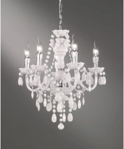 Lampadario classico 'luster' 5 luci acrilico bianco cm 52