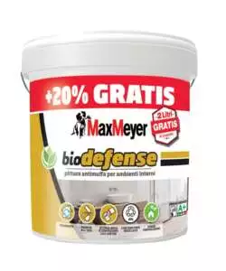 Pittura antimuffa pronta all'uso max meyer 'biodefence' colore bianco, 10lt + 2lt omaggio