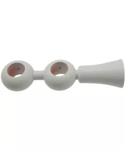 Supporto regolabile per doppio bastone 23mm con viti e tasselli - colore bianco.