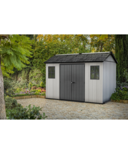 Casetta da giardino keter "oakland 1175sd" in duotech colore grigio con porta battente doppia 350x229x254 cm